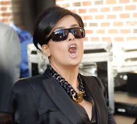 Salma Hayek in ebony.