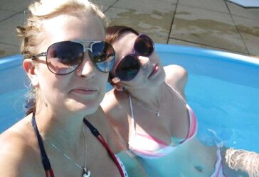 Steaming Teenagers swimming and posing