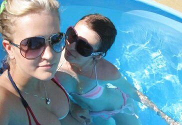Steaming Teenagers swimming and posing