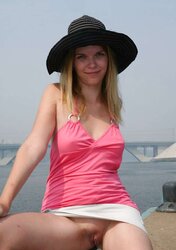 No G-String Up Mini-Skirt Outside