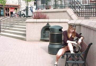 No G-String Up Mini-Skirt Outside