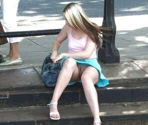 No G-String Up Mini-Skirt Outside