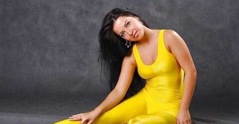 Yellow lycra catsuit