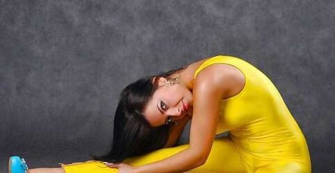 Yellow lycra catsuit