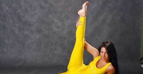 Yellow lycra catsuit