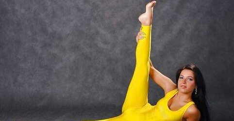 Yellow lycra catsuit