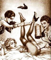 Thematic Drawn Porn Art trio - Enema
