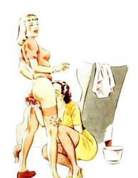Thematic Drawn Porn Art trio - Enema