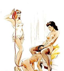 Thematic Drawn Porn Art trio - Enema