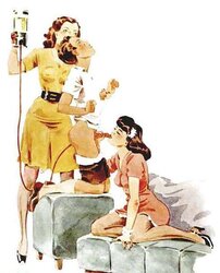 Thematic Drawn Porn Art trio - Enema