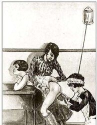 Thematic Drawn Porn Art trio - Enema