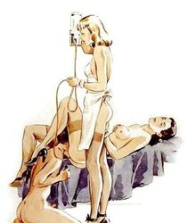 Thematic Drawn Porn Art trio - Enema