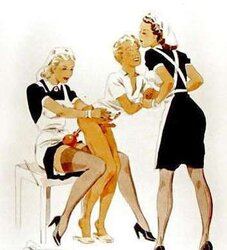 Thematic Drawn Porn Art trio - Enema