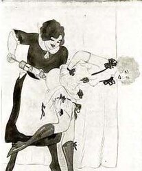 Thematic Drawn Porn Art trio - Enema