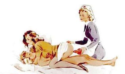 Thematic Drawn Porn Art trio - Enema