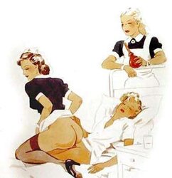 Thematic Drawn Porn Art trio - Enema