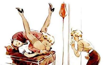 Thematic Drawn Porn Art trio - Enema
