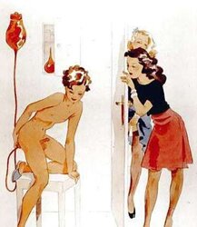 Thematic Drawn Porn Art trio - Enema