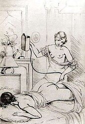 Thematic Drawn Porn Art trio - Enema