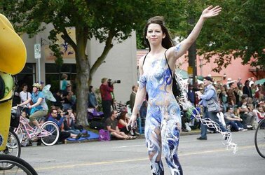Bare Painted Gals in Public Fetish Gallery