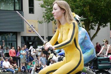 Bare Painted Gals in Public Fetish Gallery
