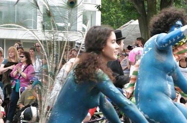 Bare Painted Gals in Public Fetish Gallery