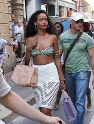 Rihanna out in bathing suit top St Tropez SUGARY-SWEET BREASTS