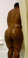 Phat Ebony MUMMY Washing Her Thick Butt
