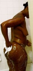 Phat Ebony MUMMY Washing Her Thick Butt
