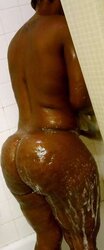 Phat Ebony MUMMY Washing Her Thick Butt