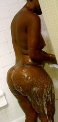 Phat Ebony MUMMY Washing Her Thick Butt