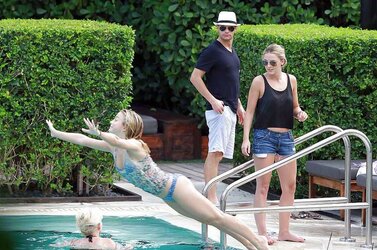 Julianne Hough swimsuit bottoms at a beach and hotel in Miami
