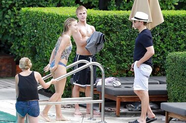 Julianne Hough swimsuit bottoms at a beach and hotel in Miami