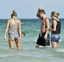 Julianne Hough swimsuit bottoms at a beach and hotel in Miami