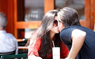 Kourtney Kardashian upskirts while having lunch at Bar Pitt