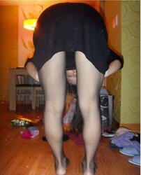 Korean housewife in fishnet tights