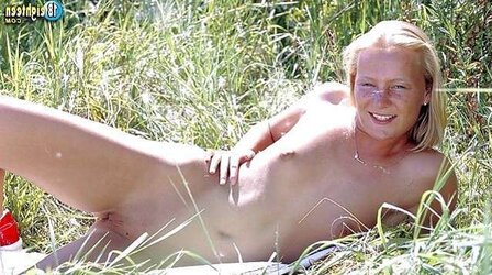 Lovely teenager demonstrating labia