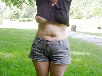One breast out