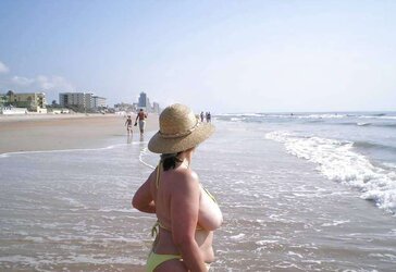 One breast out