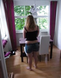 Chubby redhead Part4 in Hotpants and flashing her saggy funbags