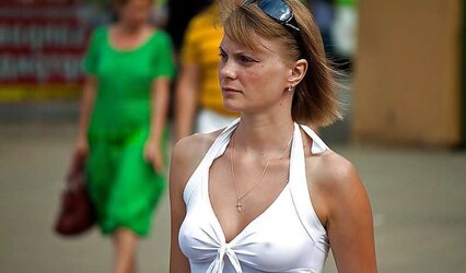 Erected nips through half-shirt ....