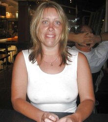 Erected nips through half-shirt ....