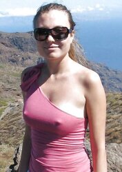 Erected nips through half-shirt ....