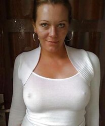 Erected nips through half-shirt ....