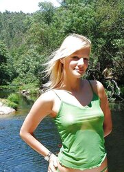 Erected nips through half-shirt ....