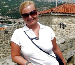Erected nips through half-shirt ....