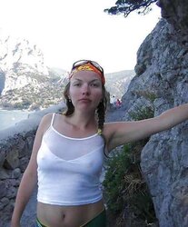 Erected nips through half-shirt ....