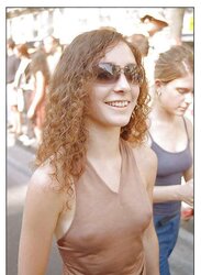 Erected nips through half-shirt ....