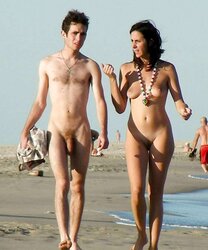 Bright side of nudism on beach