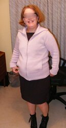 Trampy secretary in torn pantyhose